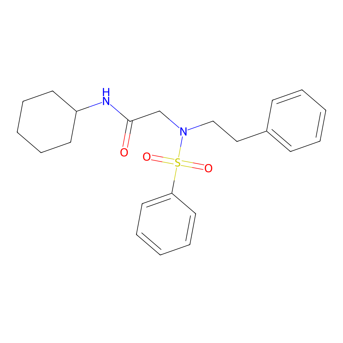 N-cyclohexyl-N~2~-(2-phenylethyl)-N~2~-(phenylsulfonyl)glycinamide molecular structure, CAS 430442-35-6