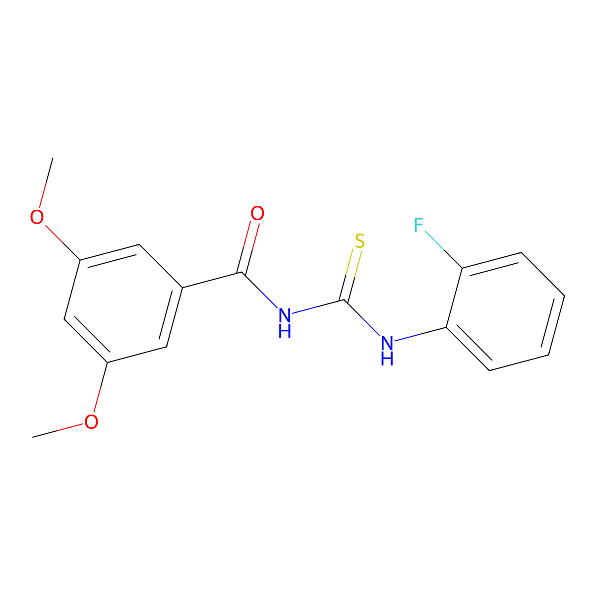 N-[(2-fluorophenyl)carbamothioyl]-3,5-dimethoxybenzamide molecular structure, CAS 430442-44-7