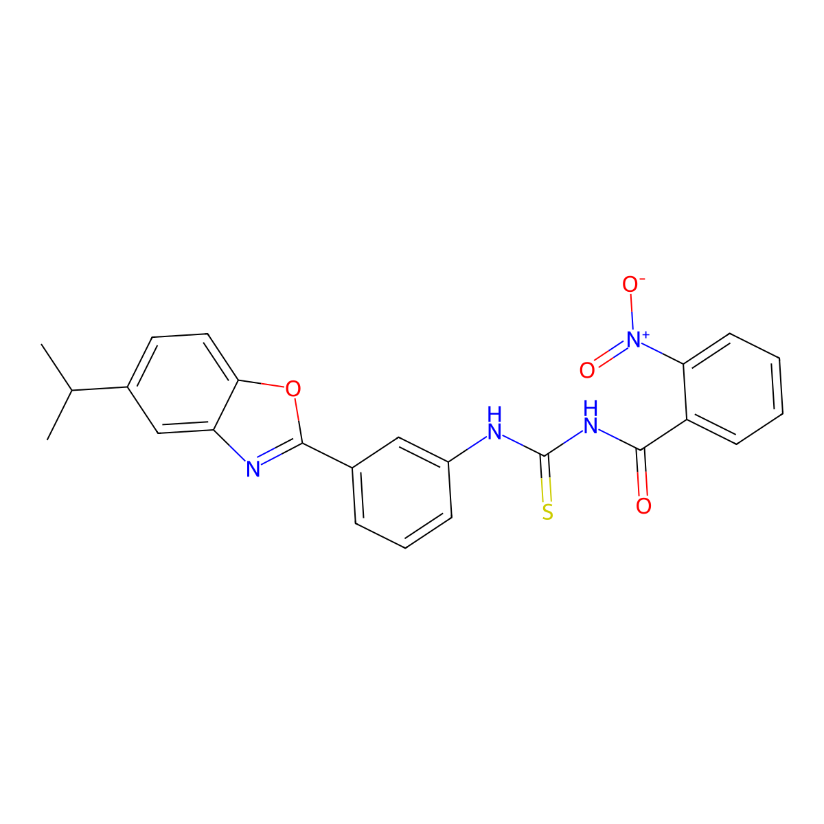 2-nitro-N-[[3-(5-propan-2-yl-1,3-benzoxazol-2-yl)phenyl]carbamothioyl]benzamide molecular structure, CAS 430442-75-4