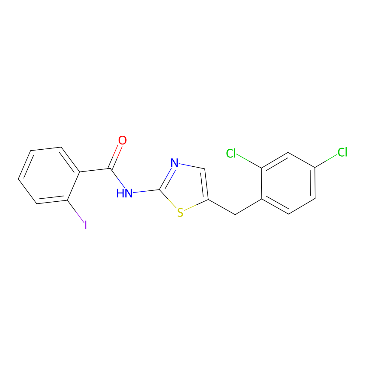 N-[5-(2,4-dichlorobenzyl)-1,3-thiazol-2-yl]-2-iodobenzamide molecular structure, CAS 430442-89-0