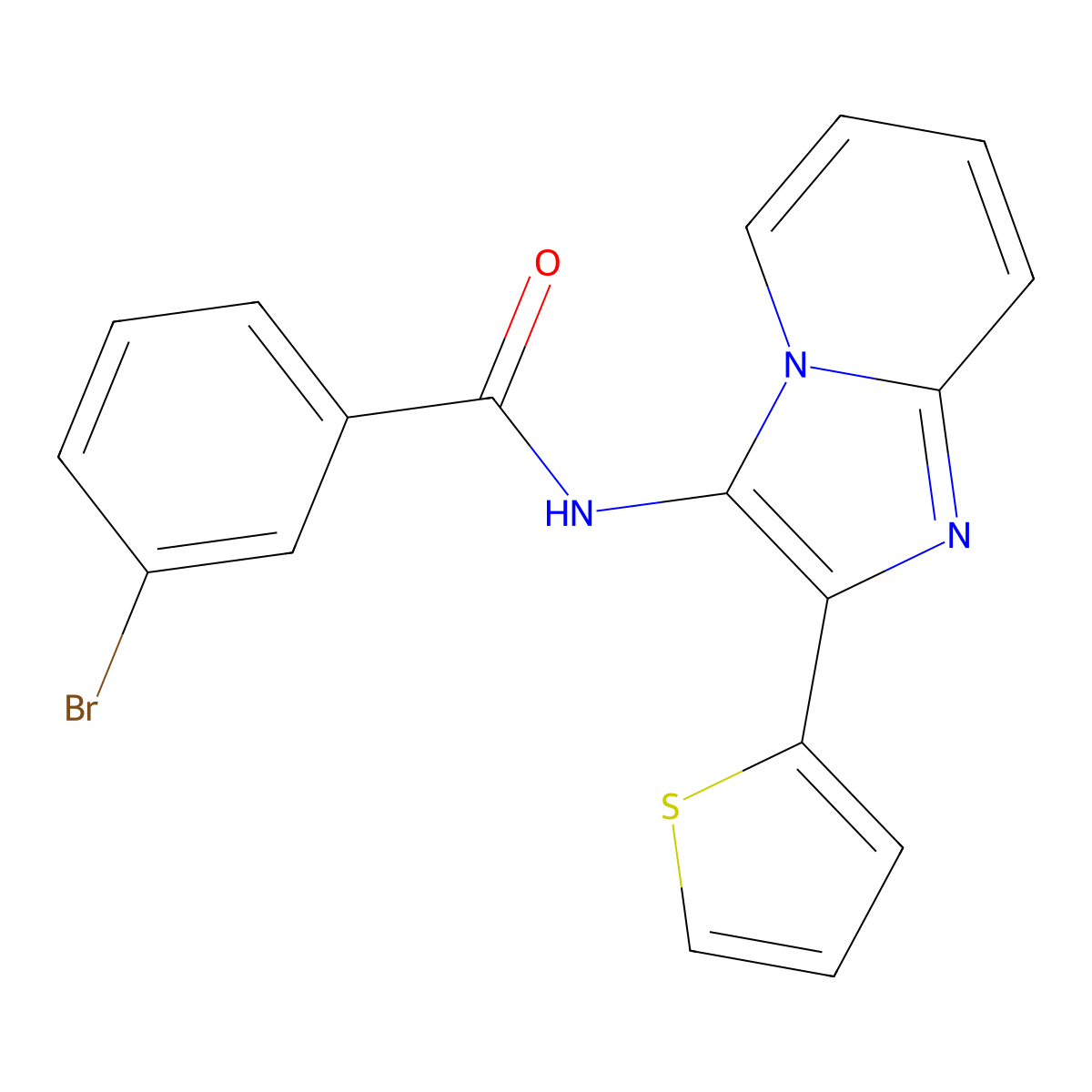 3-Bromo-N-[2-(thiophen-2-YL)imidazo[1,2-A]pyridin-3-YL]benzamide molecular structure, CAS 430442-94-7