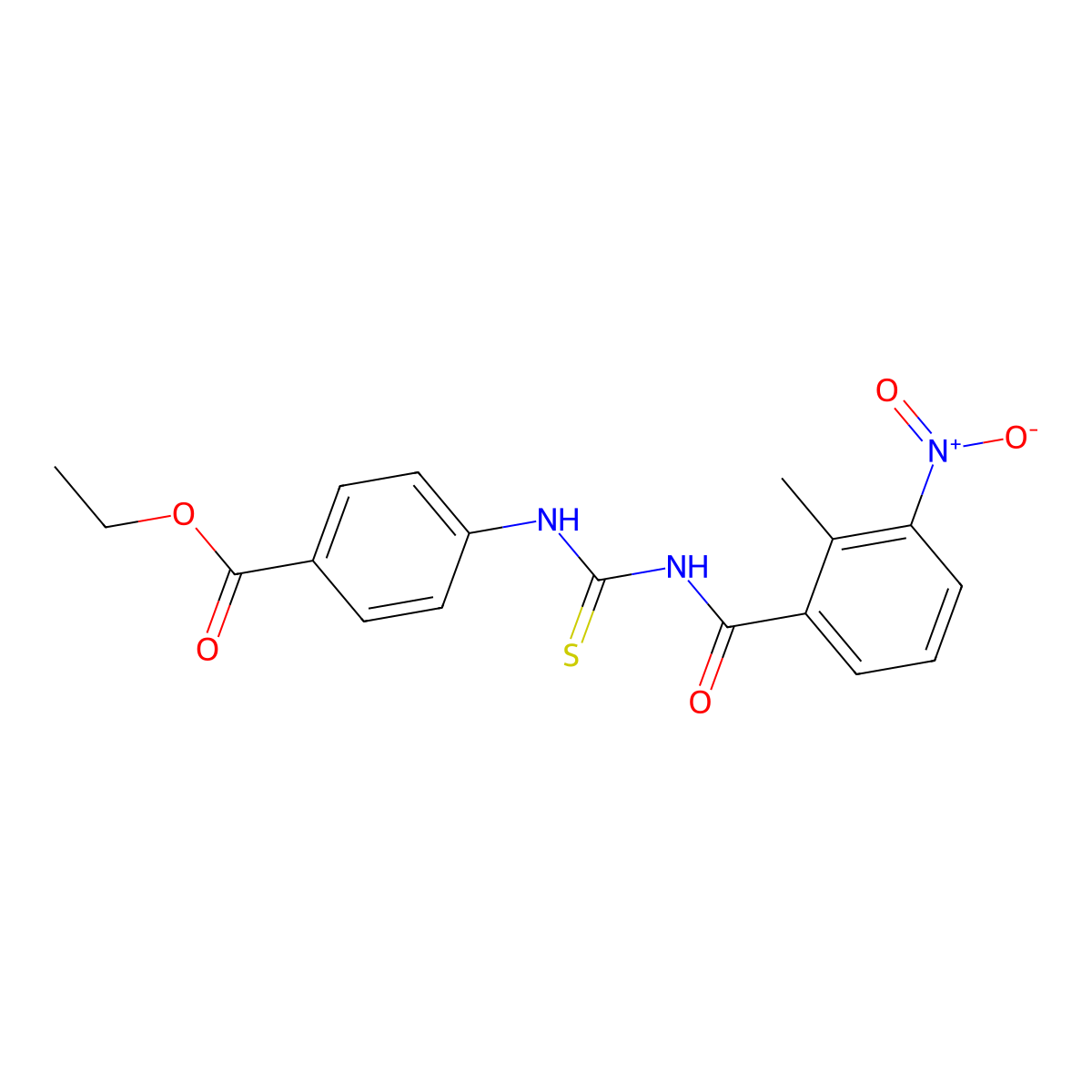 Ethyl 4-({[(2-methyl-3-nitrophenyl)carbonyl]carbamothioyl}amino)benzoate molecular structure, CAS 430442-95-8