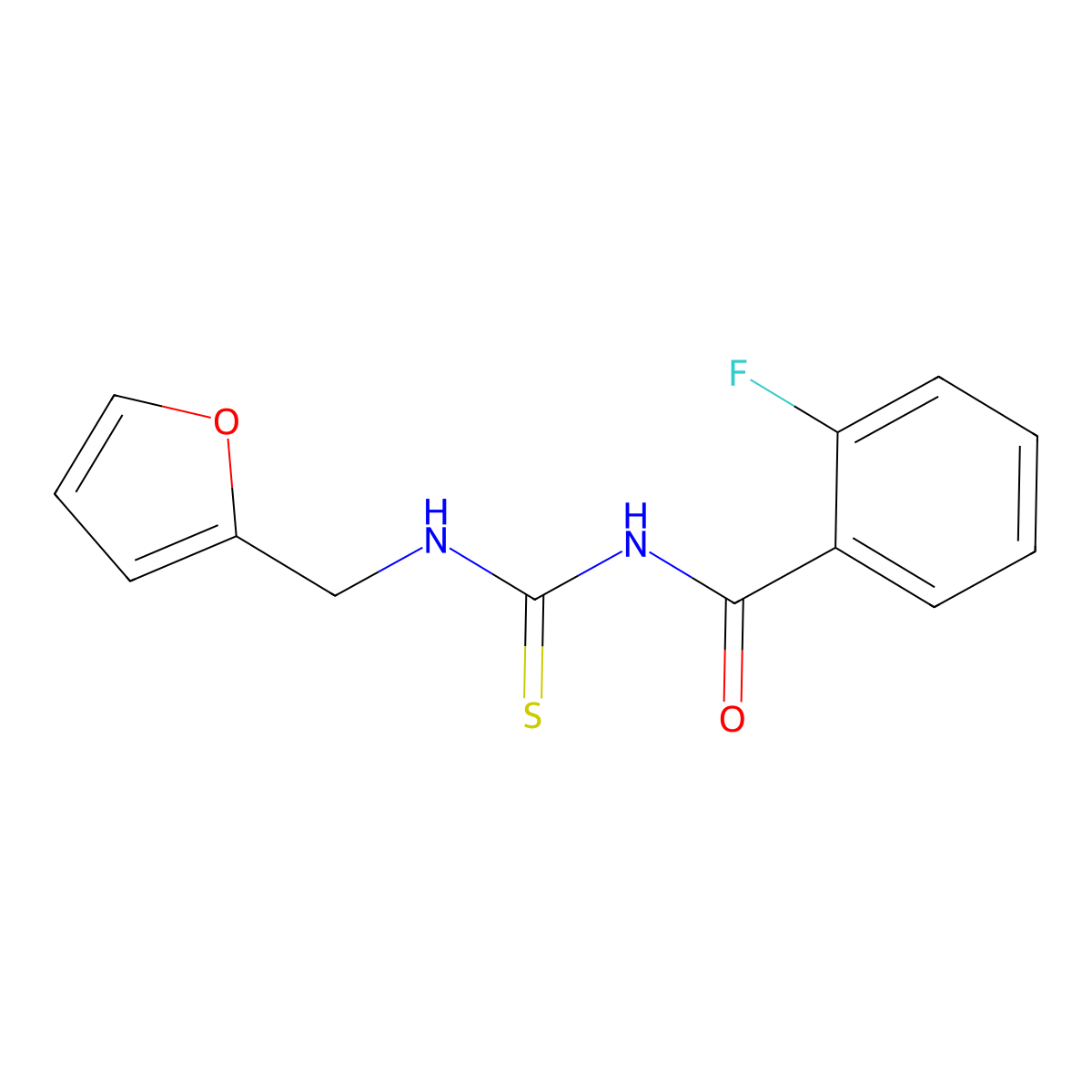 2-fluoro-N-[(furan-2-ylmethyl)carbamothioyl]benzamide molecular structure, CAS 430443-00-8