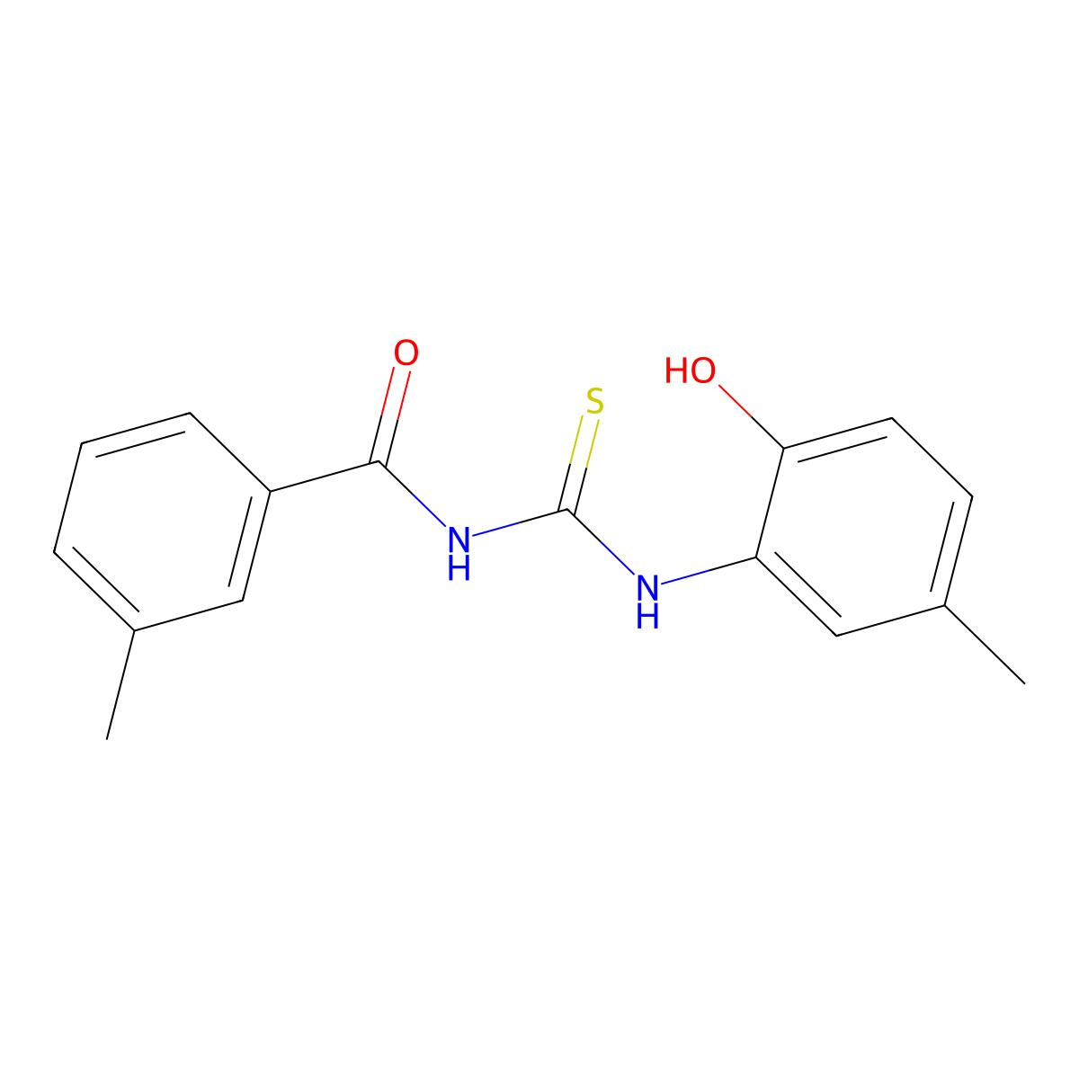 N-[(2-hydroxy-5-methylphenyl)carbamothioyl]-3-methylbenzamide molecular structure, CAS 430443-17-7