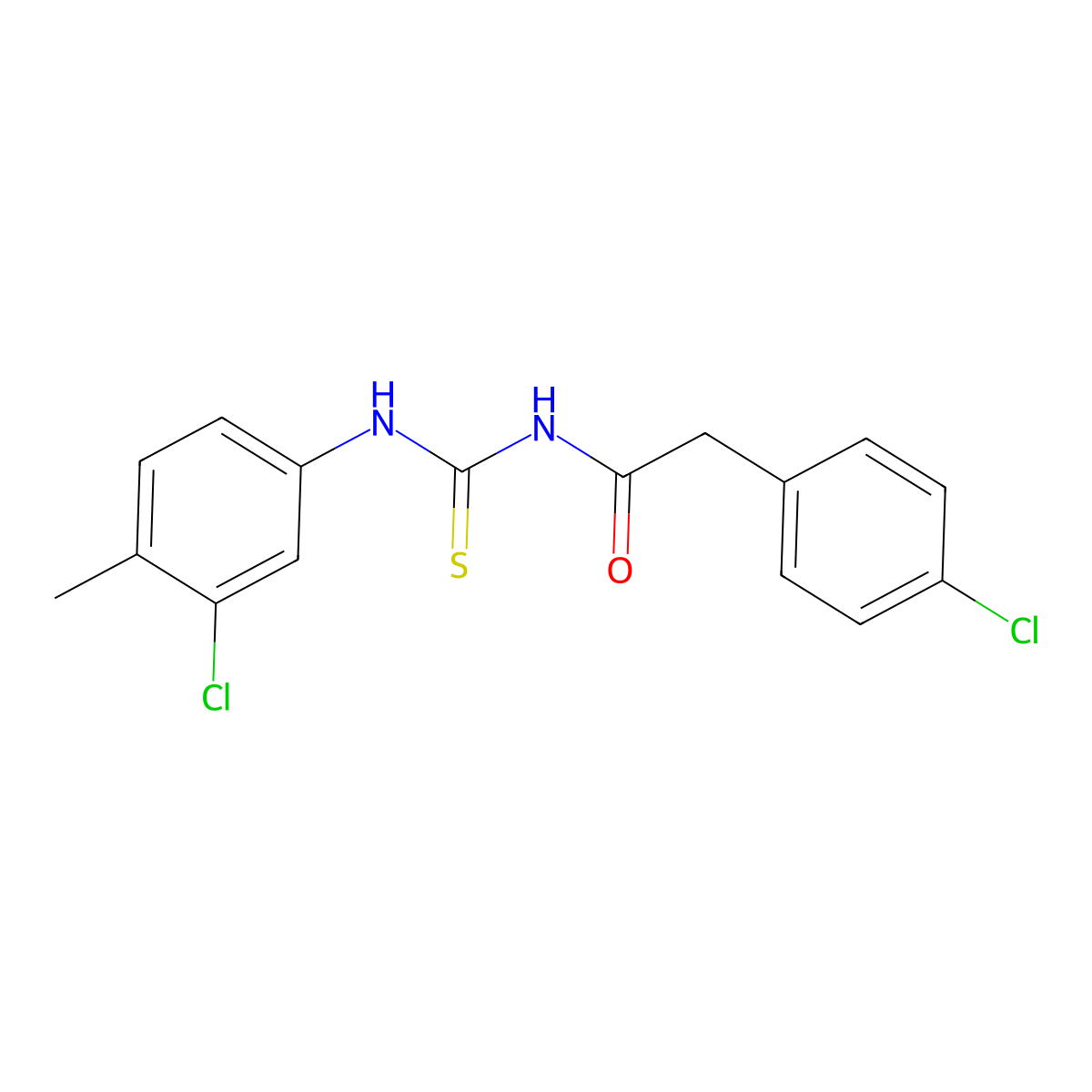 N-[(3-chloro-4-methylphenyl)carbamothioyl]-2-(4-chlorophenyl)acetamide molecular structure, CAS 430443-27-9