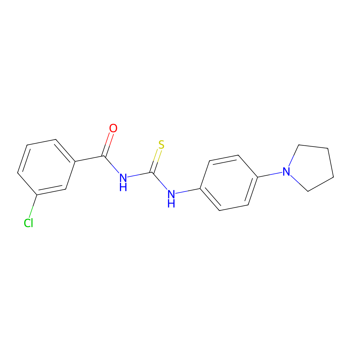 3-chloro-N-[(4-pyrrolidin-1-ylphenyl)carbamothioyl]benzamide molecular structure, CAS 430443-30-4