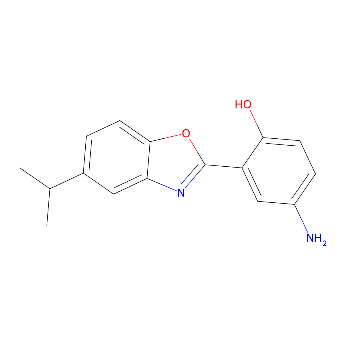 4-Amino-2-[5-(propan-2-yl)-1,3-benzoxazol-2-yl]phenol molecular structure, CAS 430443-35-9