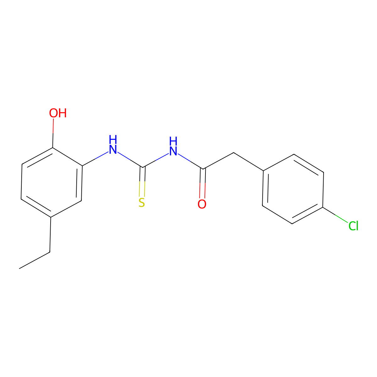 2-(4-chlorophenyl)-N-[(5-ethyl-2-hydroxyphenyl)carbamothioyl]acetamide molecular structure, CAS 430443-43-9