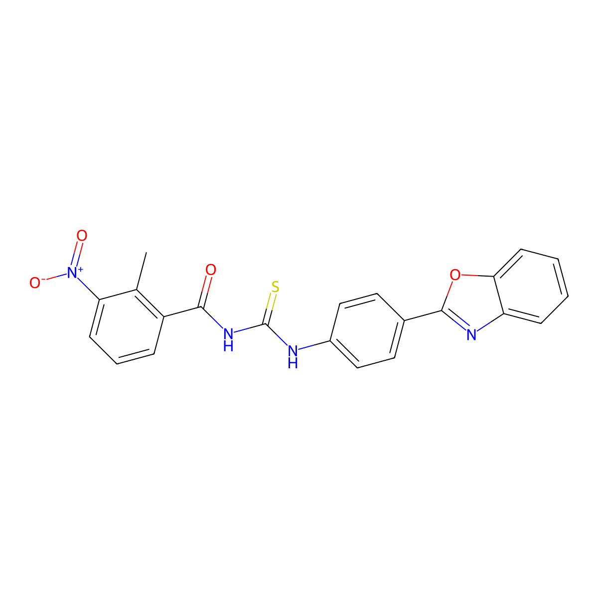 N-[[4-(1,3-benzoxazol-2-yl)phenyl]carbamothioyl]-2-methyl-3-nitrobenzamide molecular structure, CAS 430443-45-1