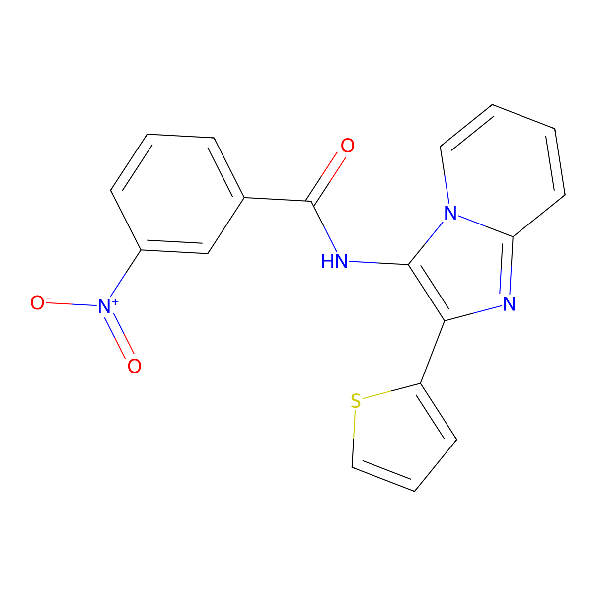 3-Nitro-N-[2-(thiophen-2-YL)imidazo[1,2-A]pyridin-3-YL]benzamide molecular structure, CAS 430443-46-2