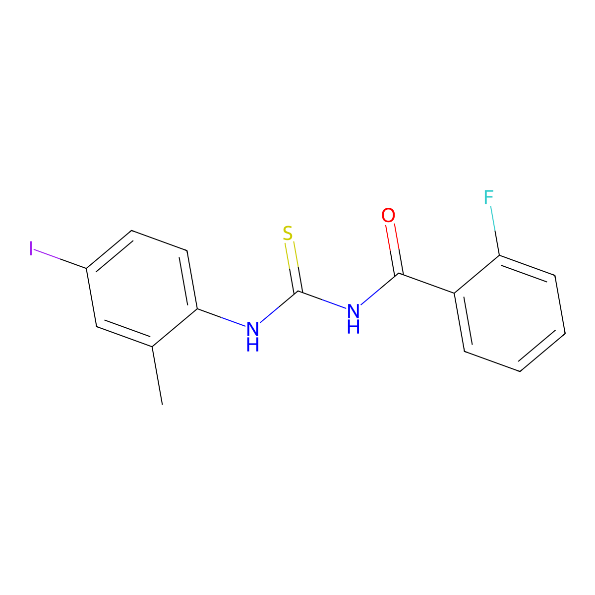 2-fluoro-N-[(4-iodo-2-methylphenyl)carbamothioyl]benzamide molecular structure, CAS 430443-51-9