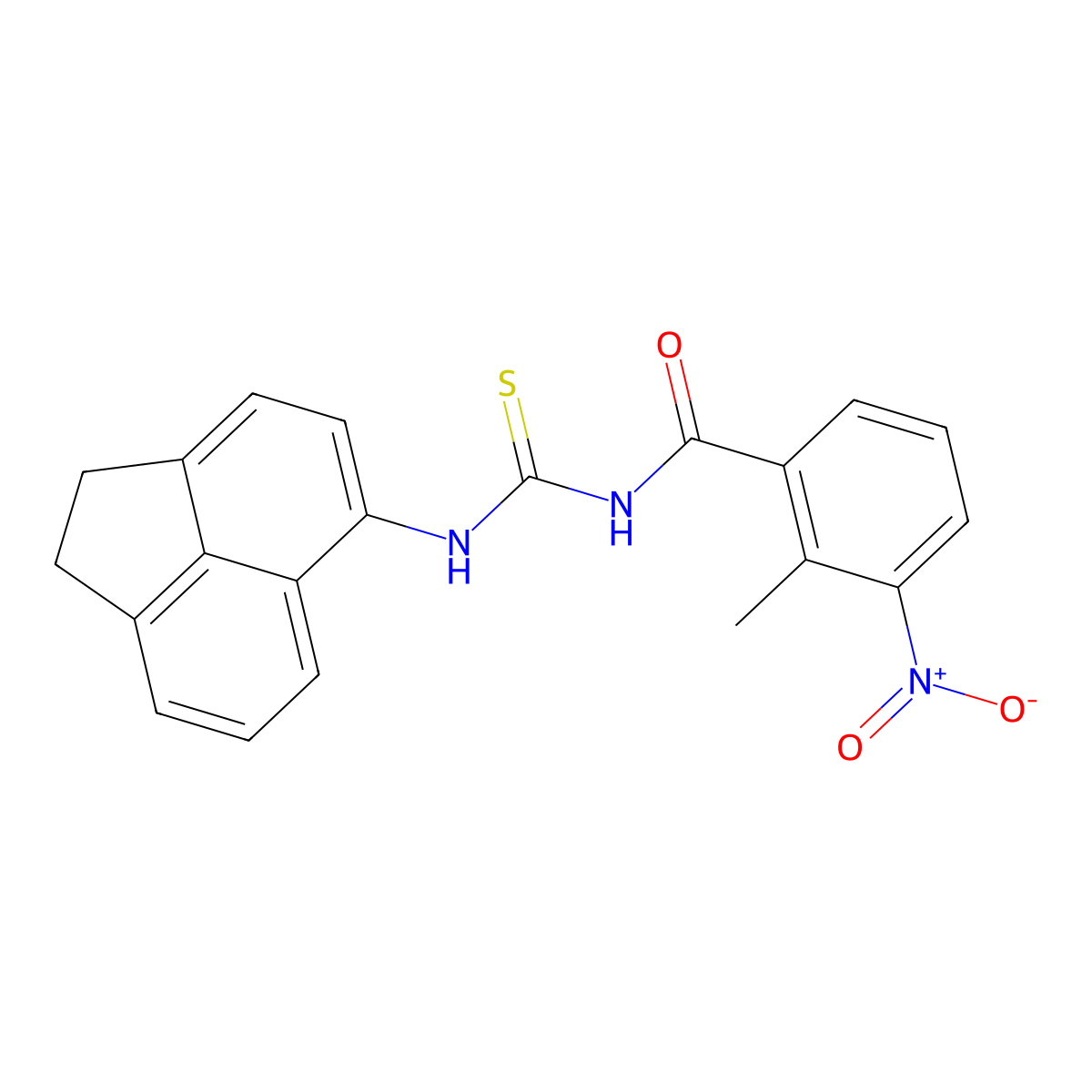 N-(1,2-dihydroacenaphthylen-5-ylcarbamothioyl)-2-methyl-3-nitrobenzamide molecular structure, CAS 430443-63-3