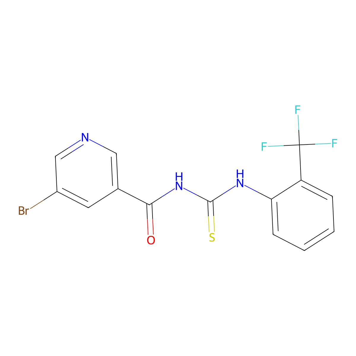 5-bromo-N-[[2-(trifluoromethyl)phenyl]carbamothioyl]pyridine-3-carboxamide molecular structure, CAS 430443-74-6