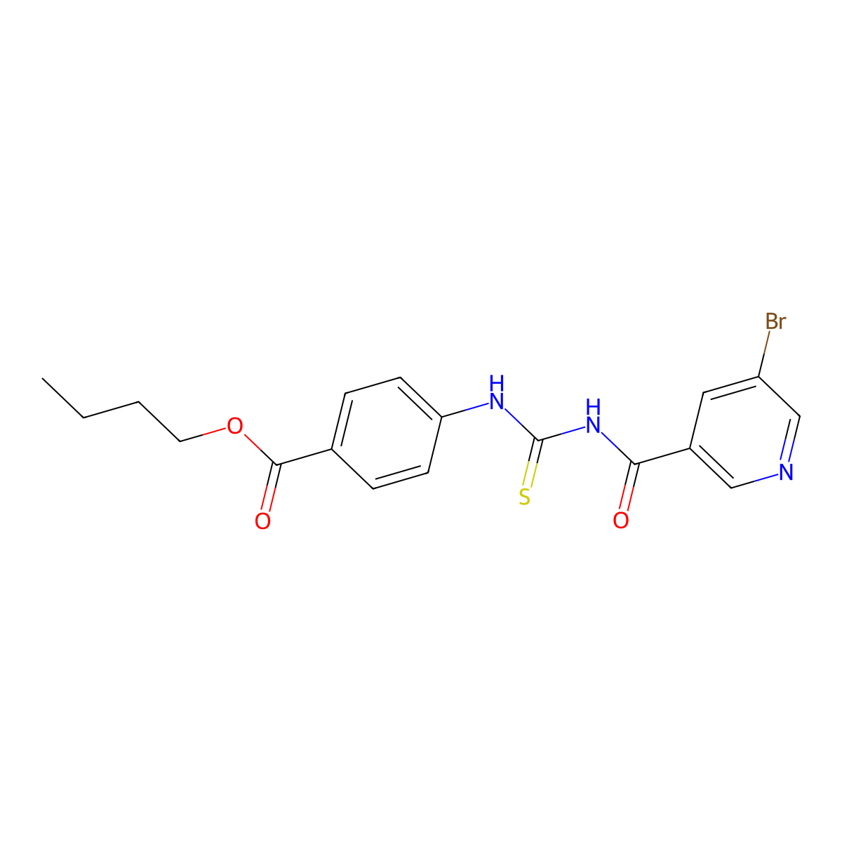 Butyl 4-[(5-bromopyridine-3-carbonyl)carbamothioylamino]benzoate molecular structure, CAS 430443-93-9
