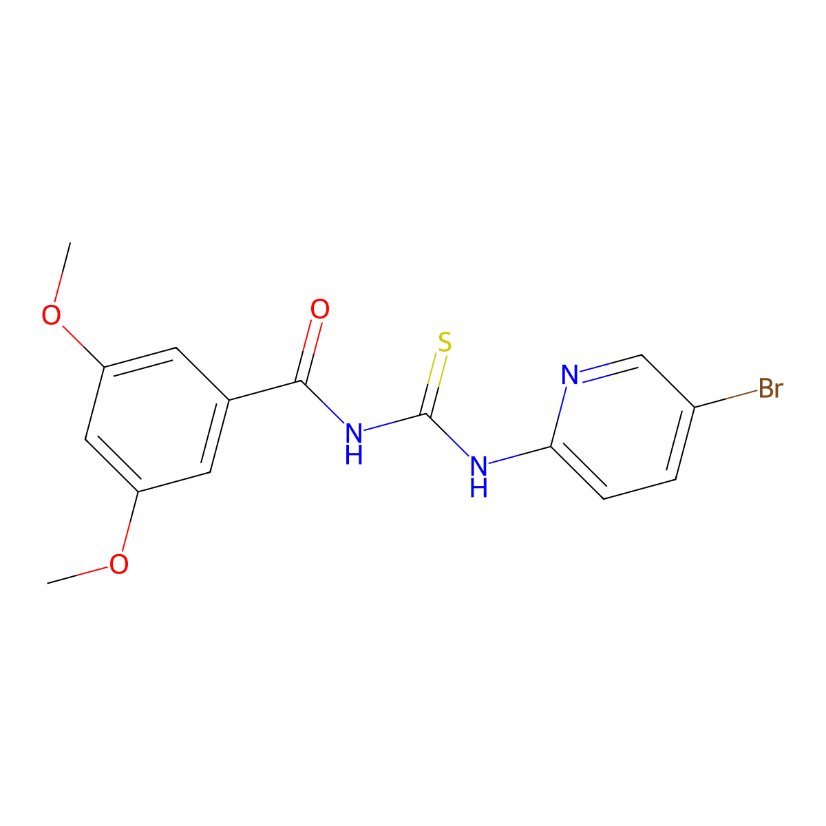 N-[(5-bromopyridin-2-yl)carbamothioyl]-3,5-dimethoxybenzamide molecular structure, CAS 430443-95-1