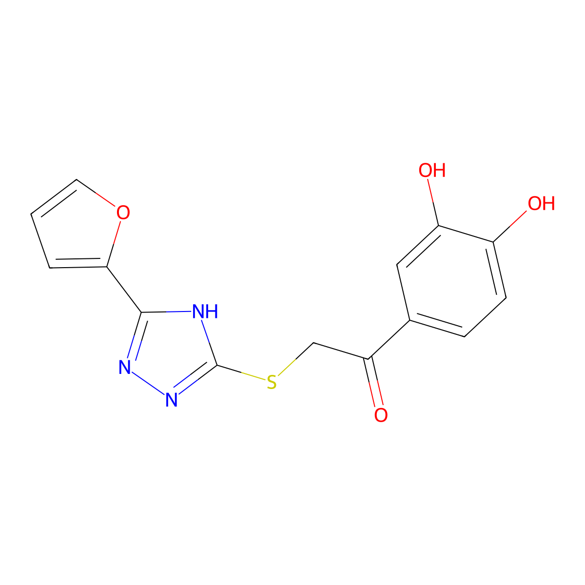 1-(3,4-dihydroxyphenyl)-2-[[5-(furan-2-yl)-1H-1,2,4-triazol-3-yl]sulfanyl]ethanone molecular structure, CAS 430444-03-4