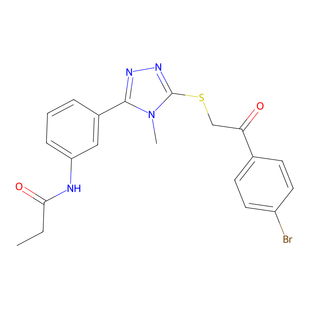 N-[3-[5-[2-(4-bromophenyl)-2-oxoethyl]sulfanyl-4-methyl-1,2,4-triazol-3-yl]phenyl]propanamide molecular structure, CAS 430444-07-8