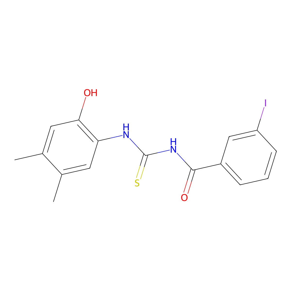 N-[(2-hydroxy-4,5-dimethylphenyl)carbamothioyl]-3-iodobenzamide molecular structure, CAS 430444-23-8