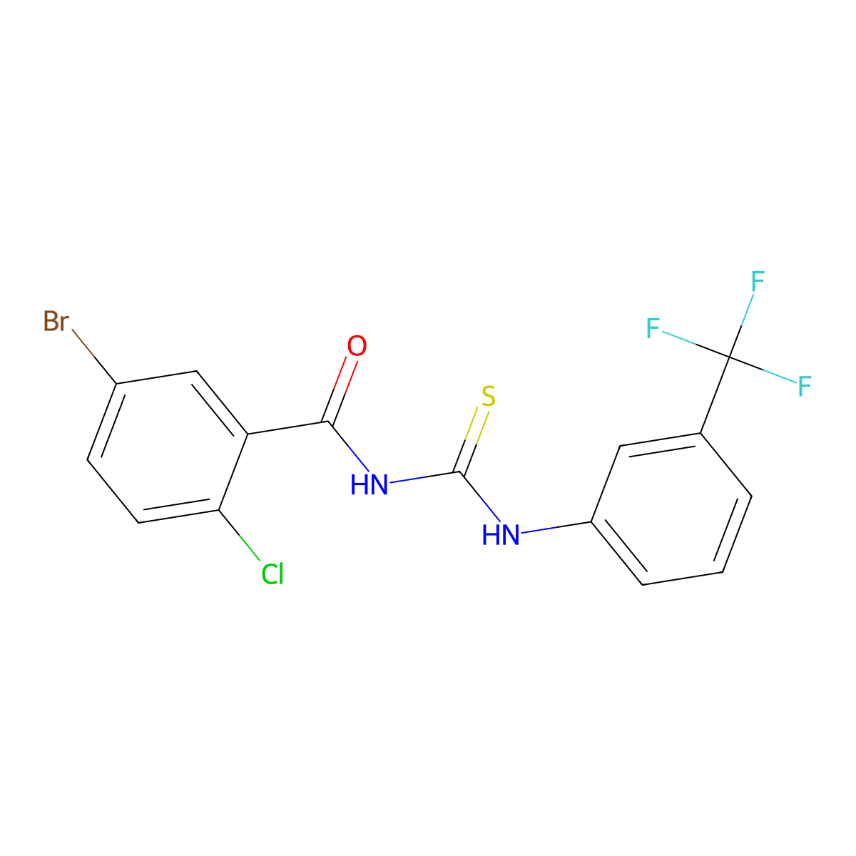 5-bromo-2-chloro-N-[[3-(trifluoromethyl)phenyl]carbamothioyl]benzamide molecular structure, CAS 430444-24-9