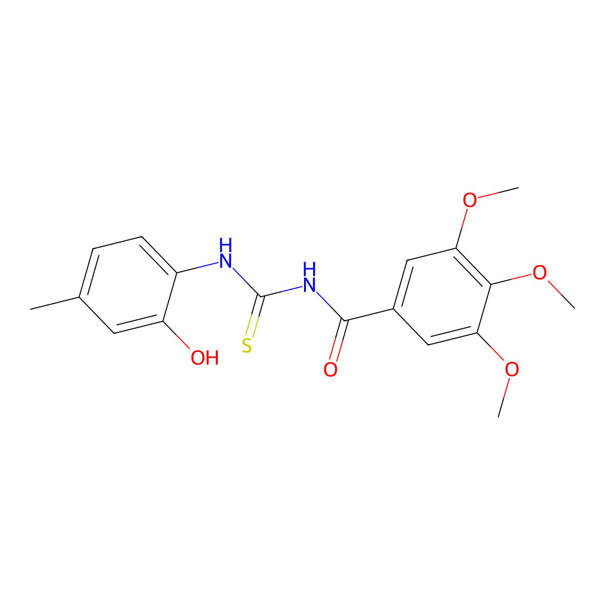 N-[(2-hydroxy-4-methylphenyl)carbamothioyl]-3,4,5-trimethoxybenzamide molecular structure, CAS 430444-30-7