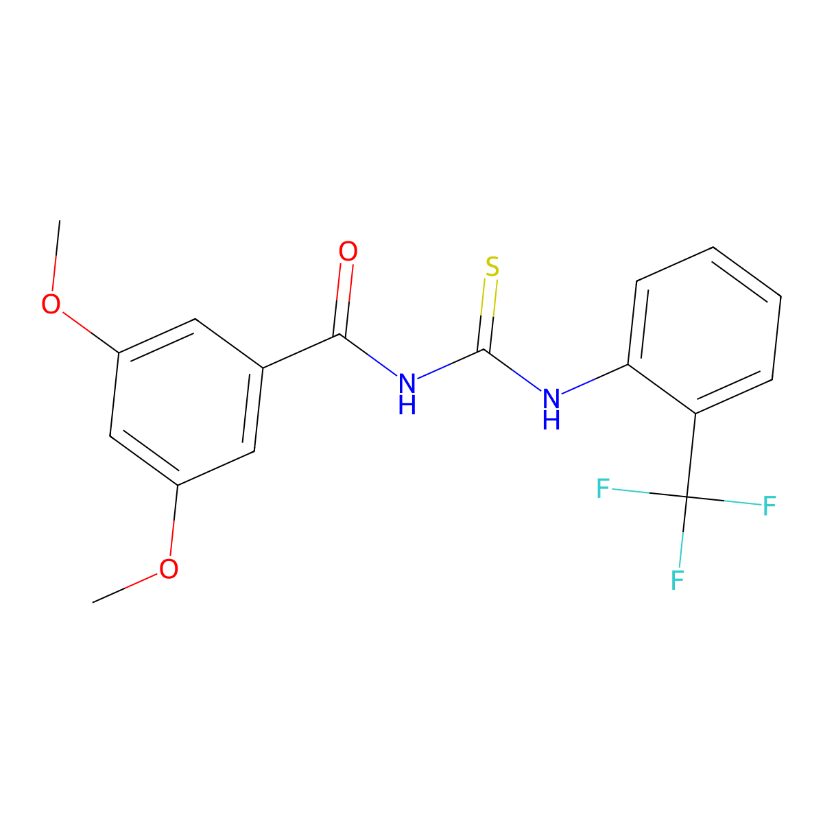 3,5-dimethoxy-N-[[2-(trifluoromethyl)phenyl]carbamothioyl]benzamide molecular structure, CAS 430444-37-4