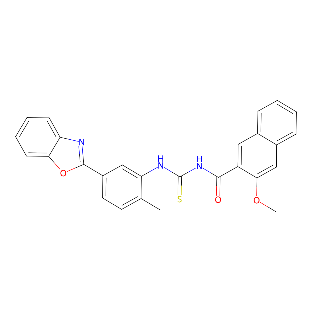 N-[[5-(1,3-benzoxazol-2-yl)-2-methylphenyl]carbamothioyl]-3-methoxynaphthalene-2-carboxamide molecular structure, CAS 430444-55-6