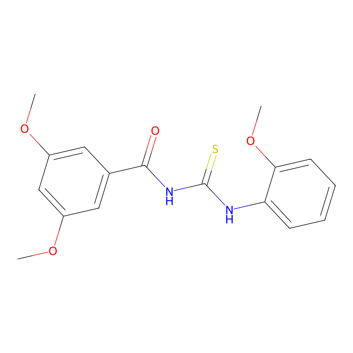 3,5-dimethoxy-N-[(2-methoxyphenyl)carbamothioyl]benzamide molecular structure, CAS 430444-57-8