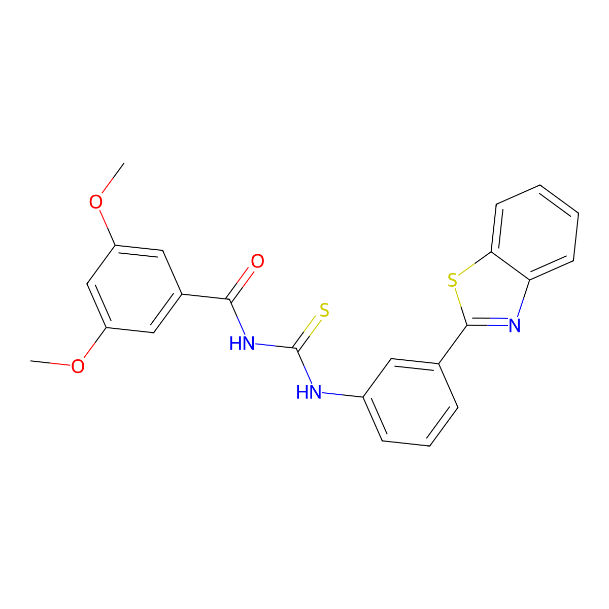 N-[[3-(1,3-benzothiazol-2-yl)phenyl]carbamothioyl]-3,5-dimethoxybenzamide molecular structure, CAS 430444-78-3