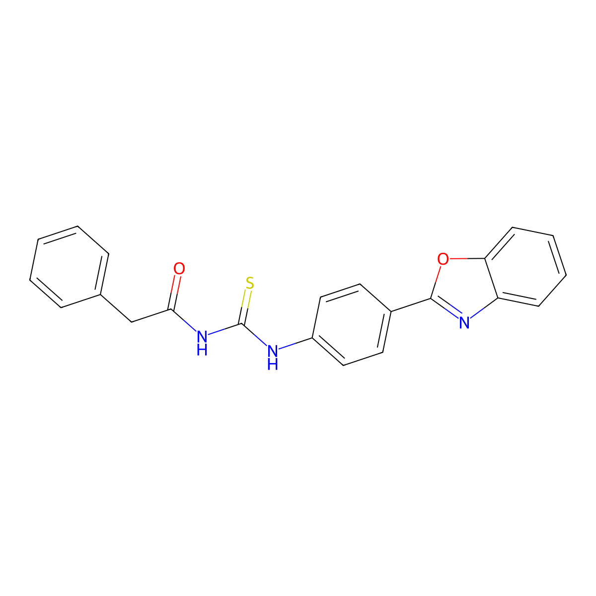 N-[[4-(1,3-benzoxazol-2-yl)phenyl]carbamothioyl]-2-phenylacetamide molecular structure, CAS 430444-98-7
