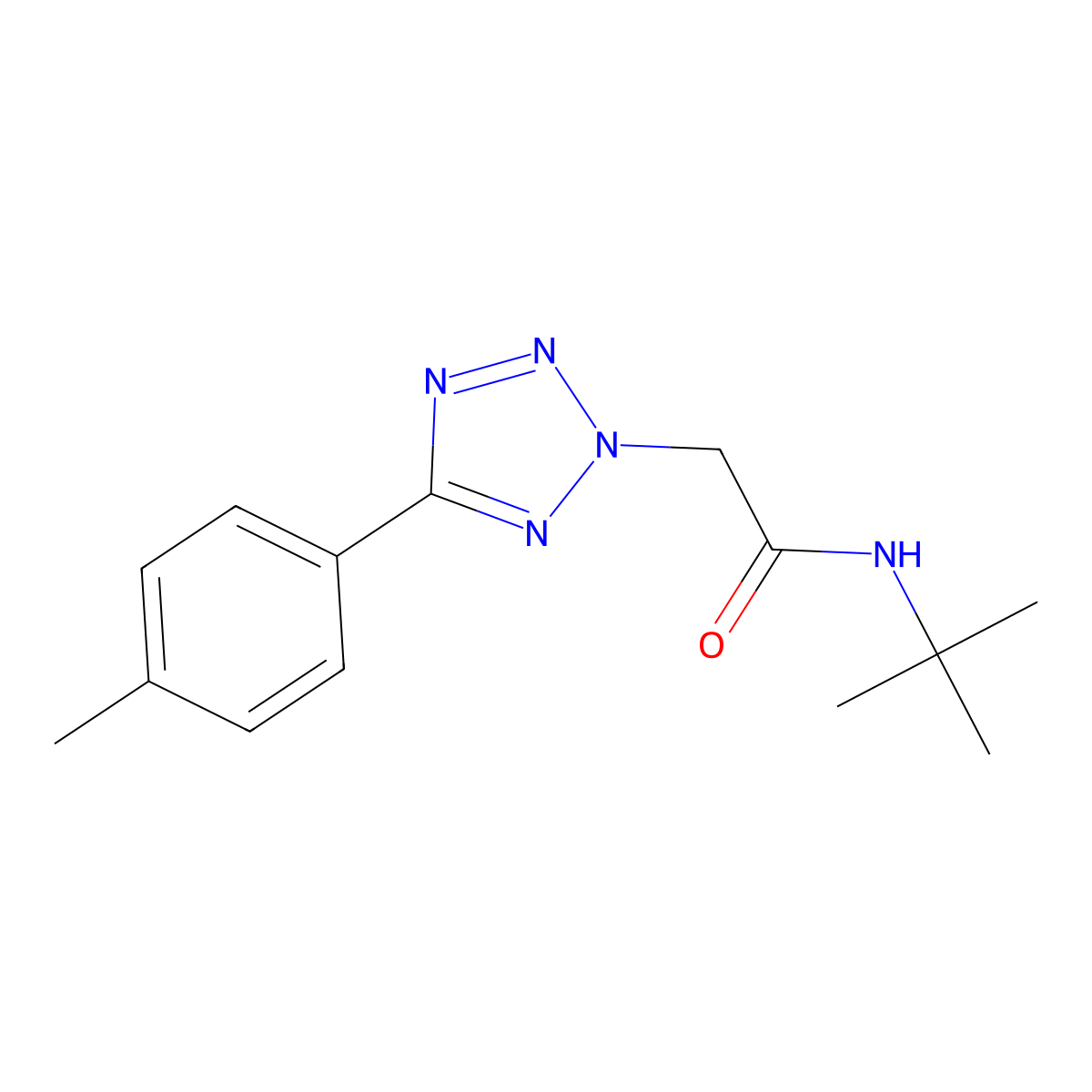 N-tert-butyl-2-[5-(4-methylphenyl)tetrazol-2-yl]acetamide molecular structure, CAS 430445-09-3