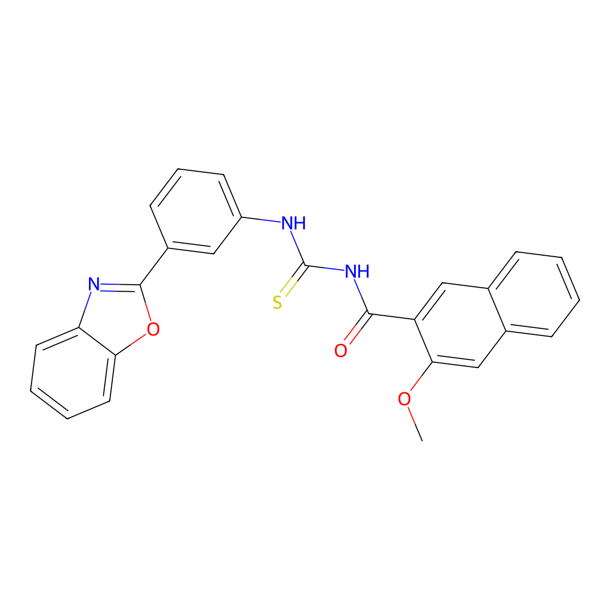 N-[[3-(1,3-benzoxazol-2-yl)phenyl]carbamothioyl]-3-methoxynaphthalene-2-carboxamide molecular structure, CAS 430445-35-5
