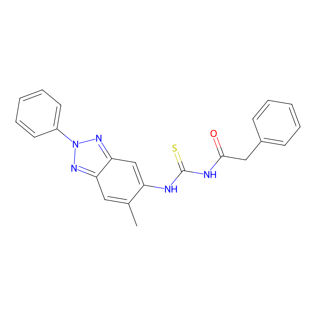 N-[(6-methyl-2-phenylbenzotriazol-5-yl)carbamothioyl]-2-phenylacetamide molecular structure, CAS 430445-36-6