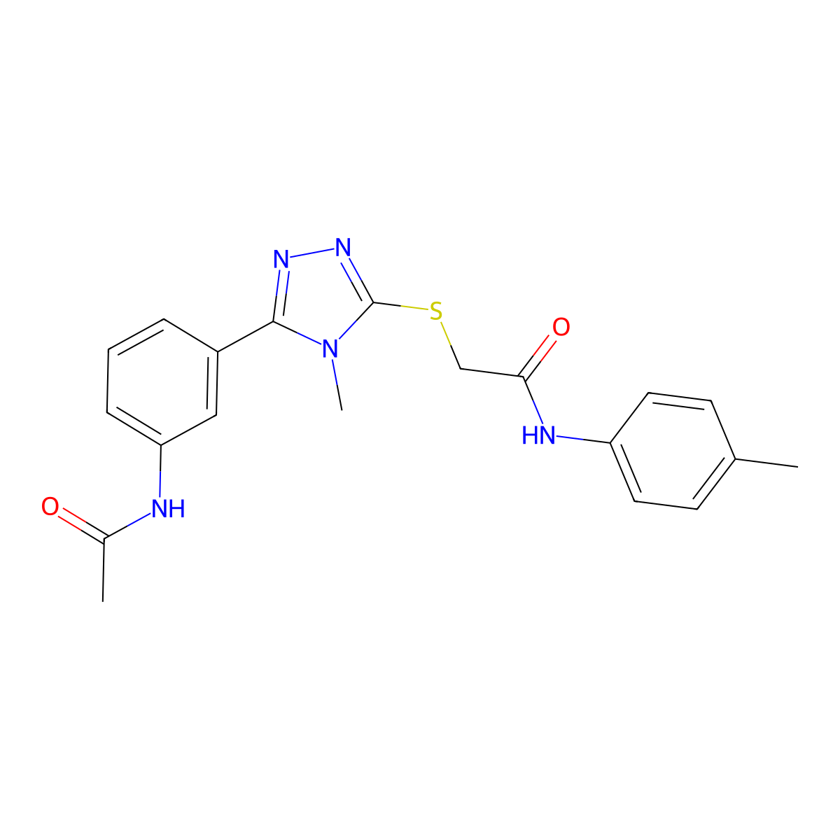 2-[[5-(3-acetamidophenyl)-4-methyl-1,2,4-triazol-3-yl]sulfanyl]-N-(4-methylphenyl)acetamide molecular structure, CAS 430445-42-4