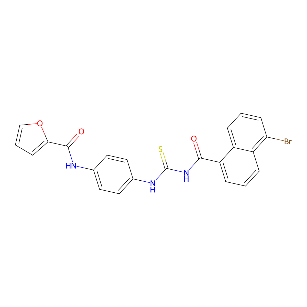 N-[4-[(5-bromonaphthalene-1-carbonyl)carbamothioylamino]phenyl]furan-2-carboxamide molecular structure, CAS 430445-80-0