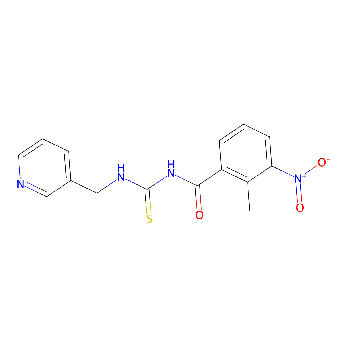 2-methyl-3-nitro-N-(pyridin-3-ylmethylcarbamothioyl)benzamide molecular structure, CAS 430445-81-1