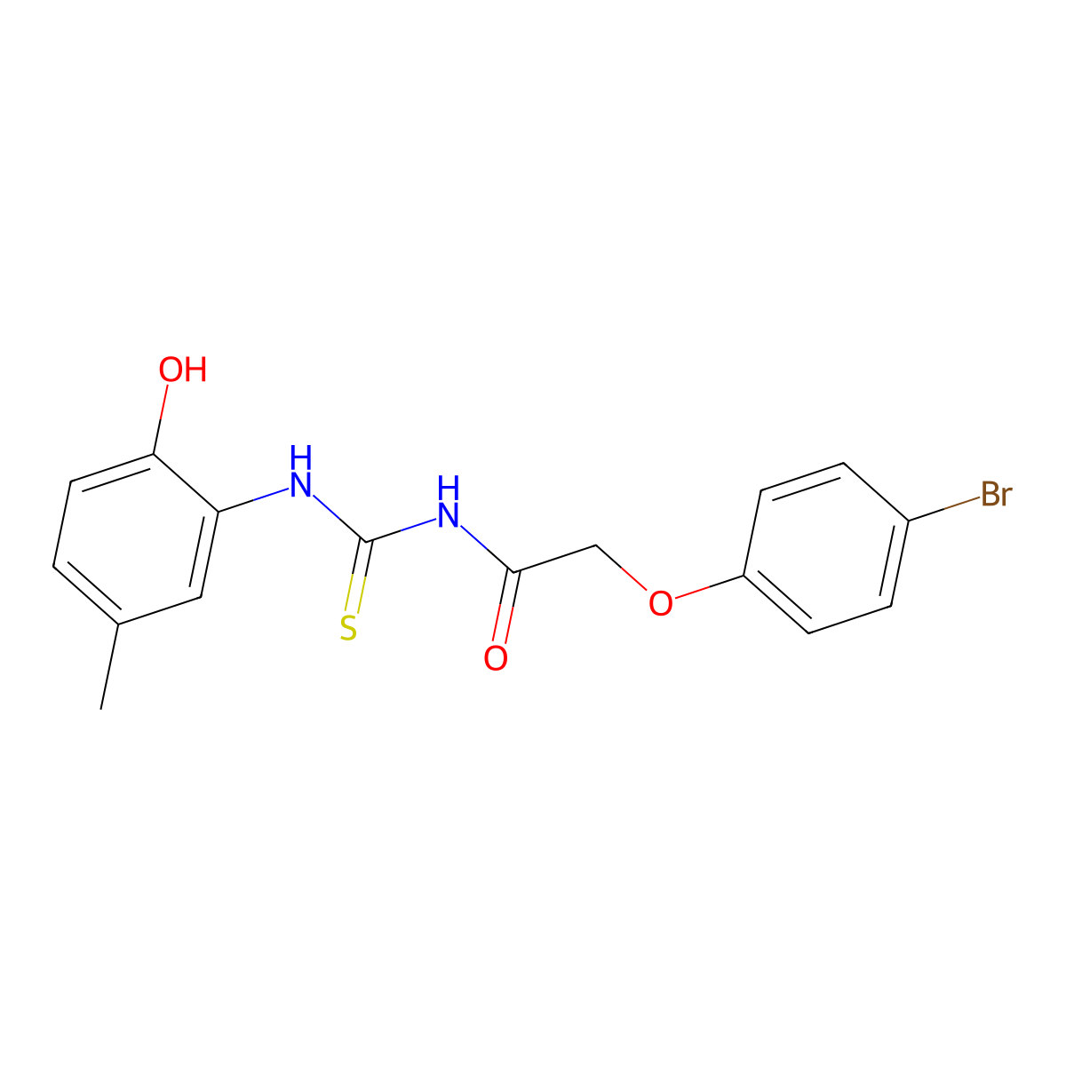 2-(4-bromophenoxy)-N-[(2-hydroxy-5-methylanilino)-sulfanylidenemethyl]acetamide molecular structure, CAS 430445-86-6