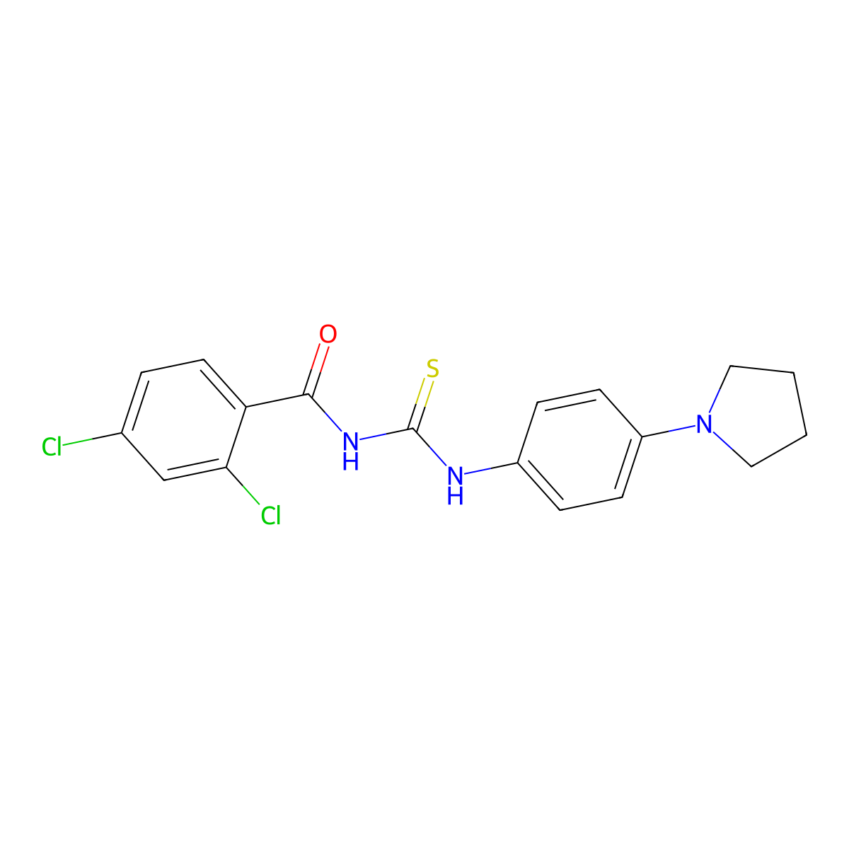 2,4-dichloro-N-[(4-pyrrolidin-1-ylphenyl)carbamothioyl]benzamide molecular structure, CAS 430446-00-7