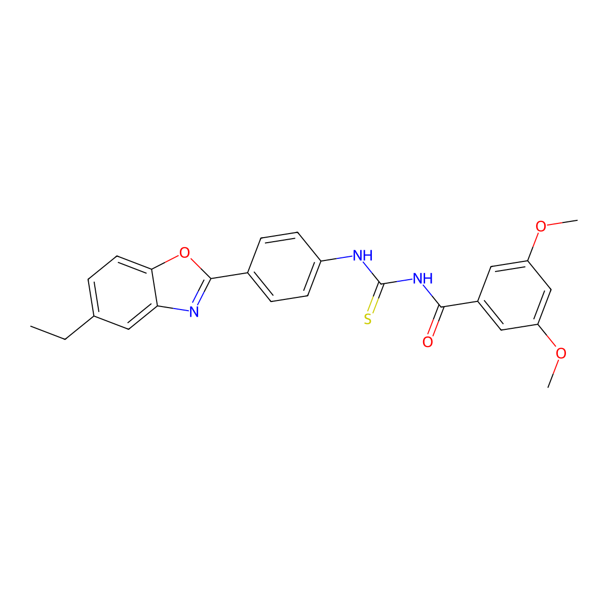 N-[[4-(5-ethyl-1,3-benzoxazol-2-yl)phenyl]carbamothioyl]-3,5-dimethoxybenzamide molecular structure, CAS 430446-01-8