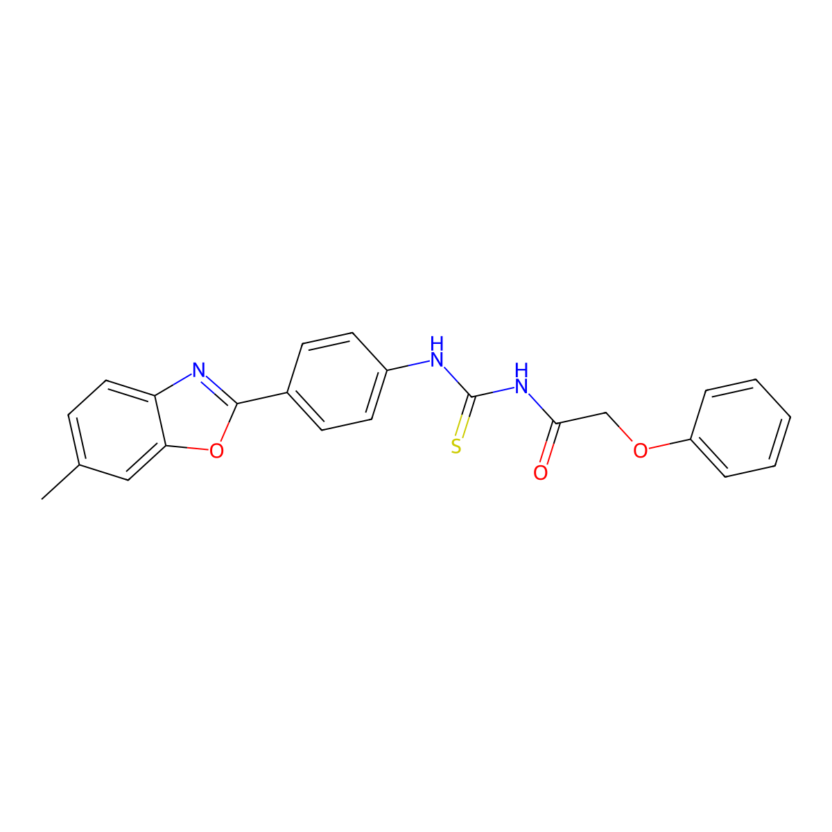 N-[[4-(6-methyl-1,3-benzoxazol-2-yl)phenyl]carbamothioyl]-2-phenoxyacetamide molecular structure, CAS 430446-08-5