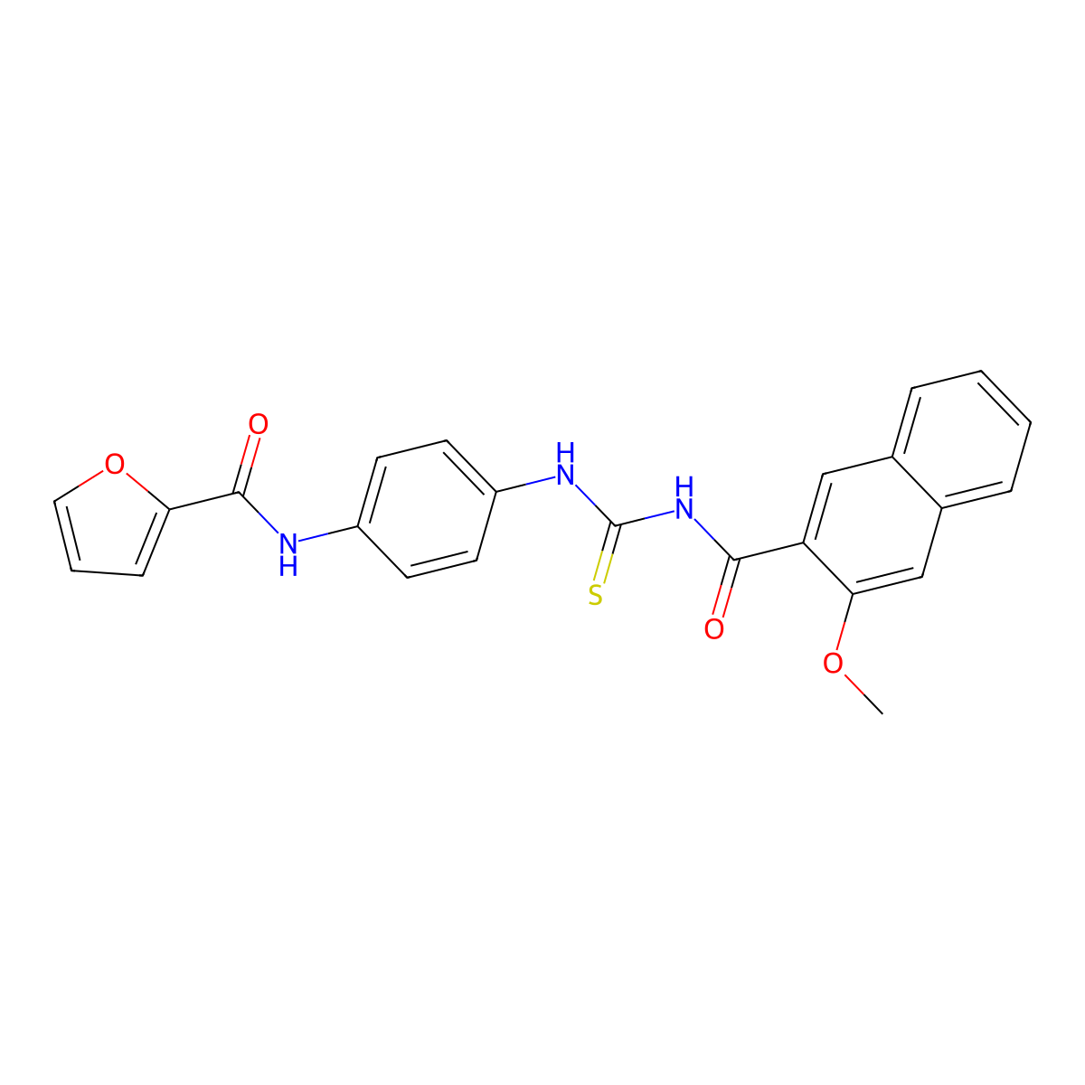 N-[4-[(3-methoxynaphthalene-2-carbonyl)carbamothioylamino]phenyl]furan-2-carboxamide molecular structure, CAS 430446-14-3