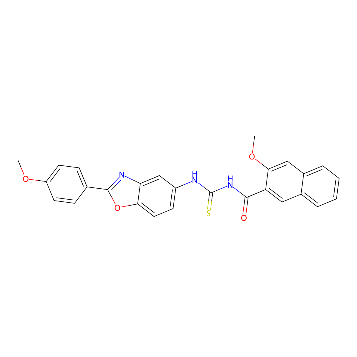 3-methoxy-N-[[2-(4-methoxyphenyl)-1,3-benzoxazol-5-yl]carbamothioyl]naphthalene-2-carboxamide molecular structure, CAS 430446-32-5