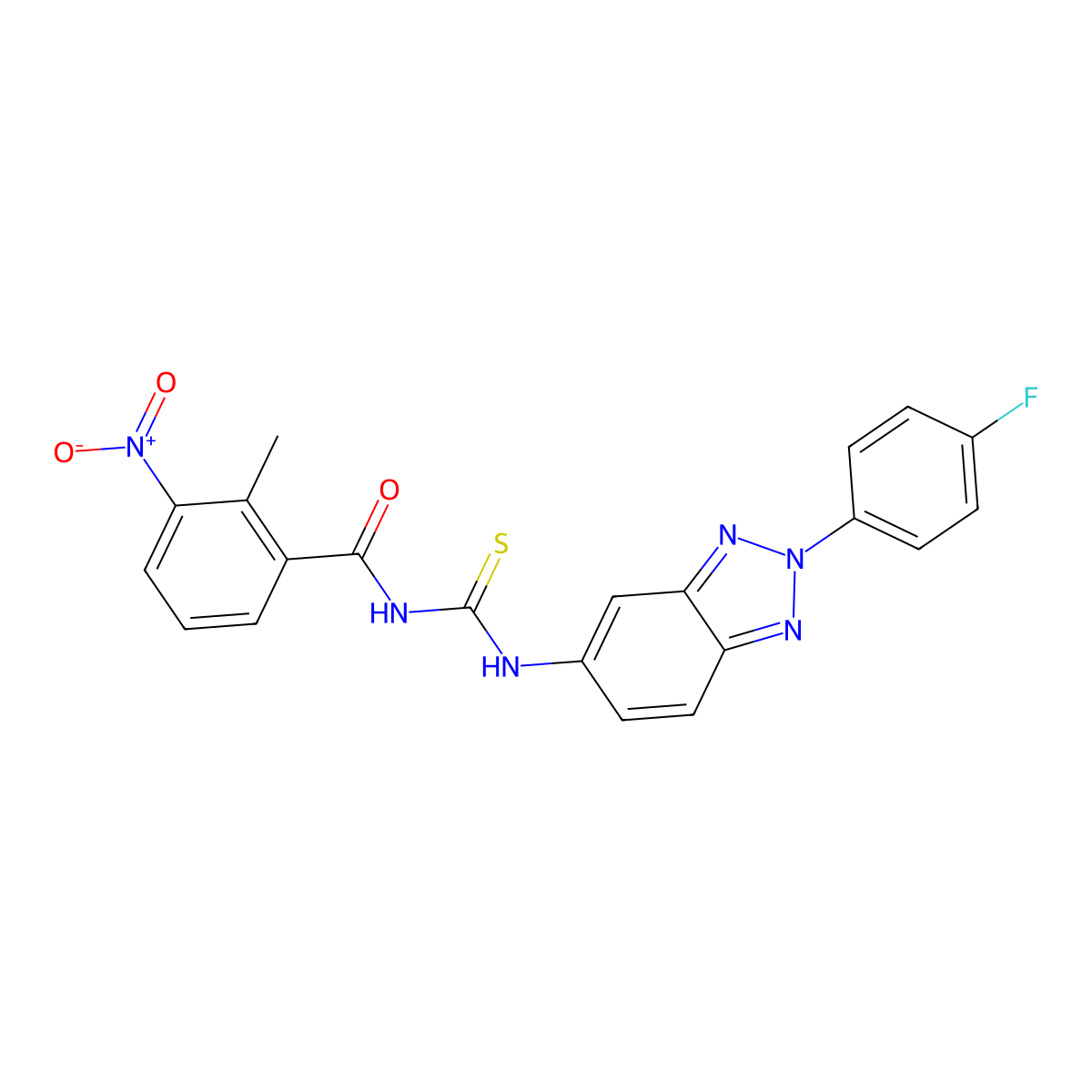 N-[[2-(4-fluorophenyl)benzotriazol-5-yl]carbamothioyl]-2-methyl-3-nitrobenzamide molecular structure, CAS 430446-50-7