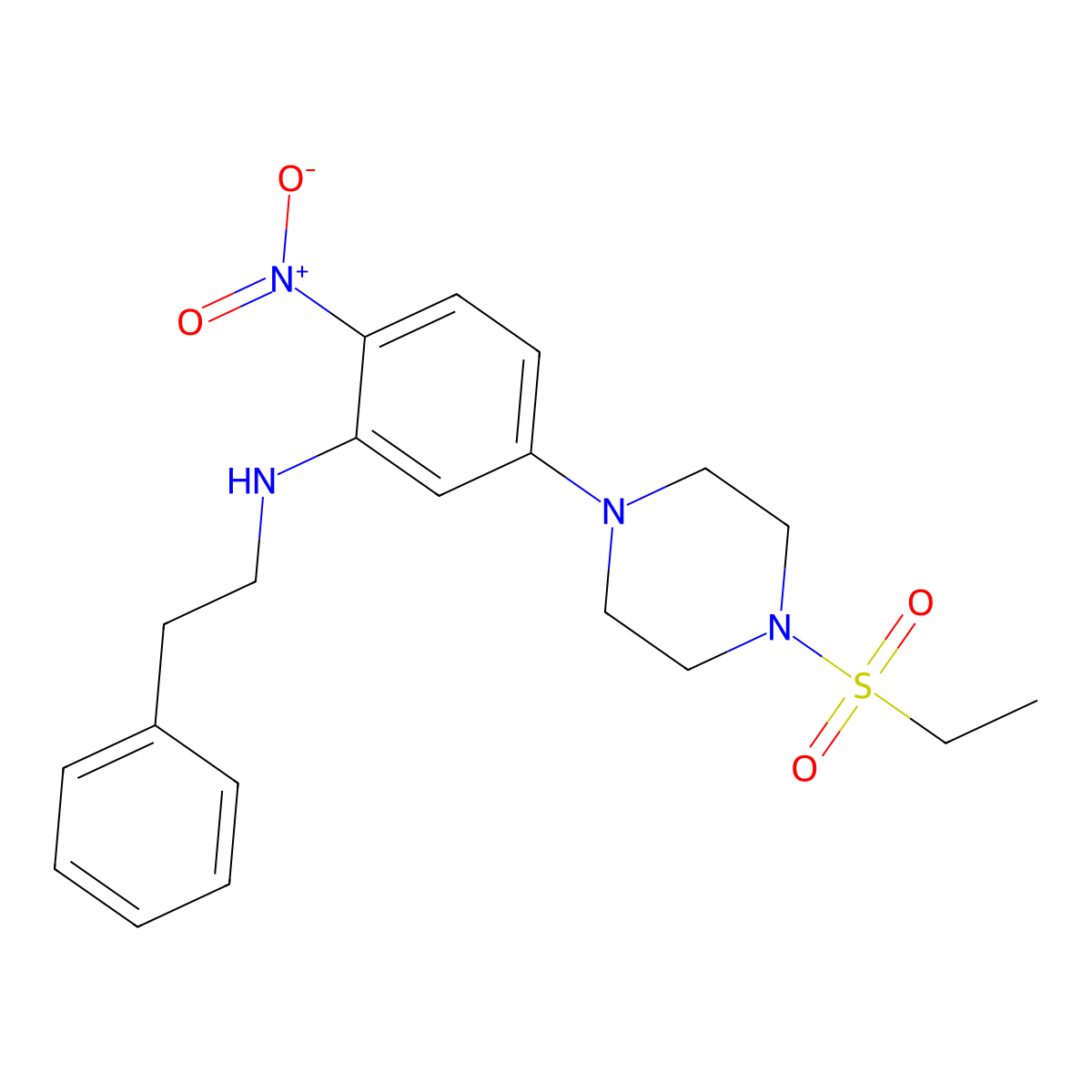 1-(Ethylsulfonyl)-4-{4-nitro-3-[(2-phenylethyl)amino]phenyl}piperazine molecular structure, CAS 430446-78-9