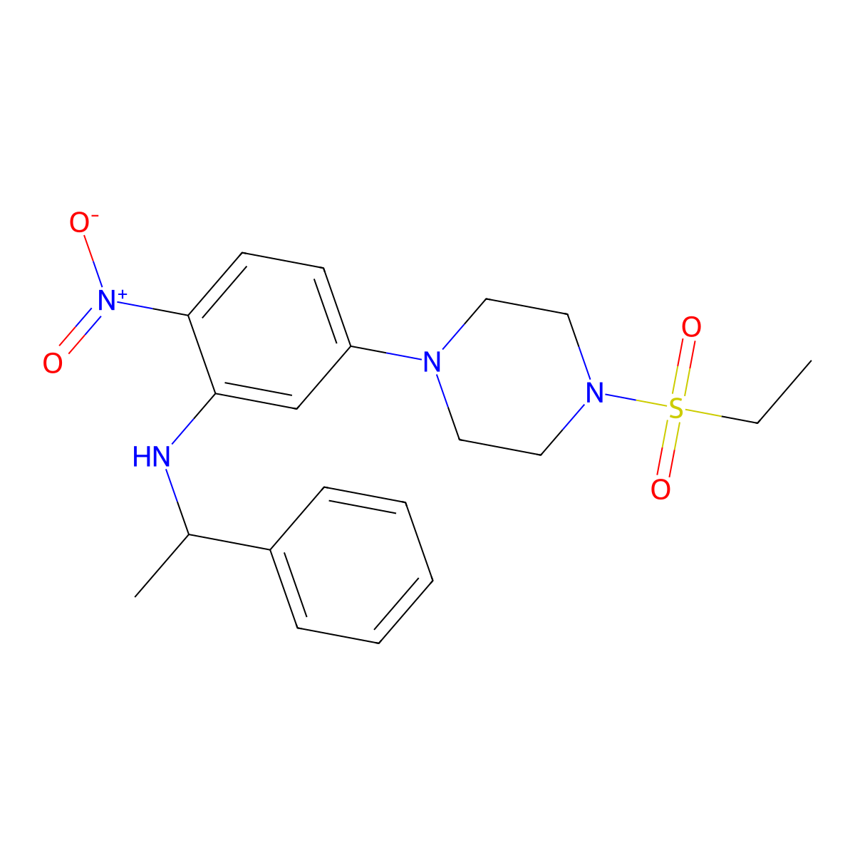 5-(4-ethylsulfonylpiperazin-1-yl)-2-nitro-N-(1-phenylethyl)aniline molecular structure, CAS 430446-82-5