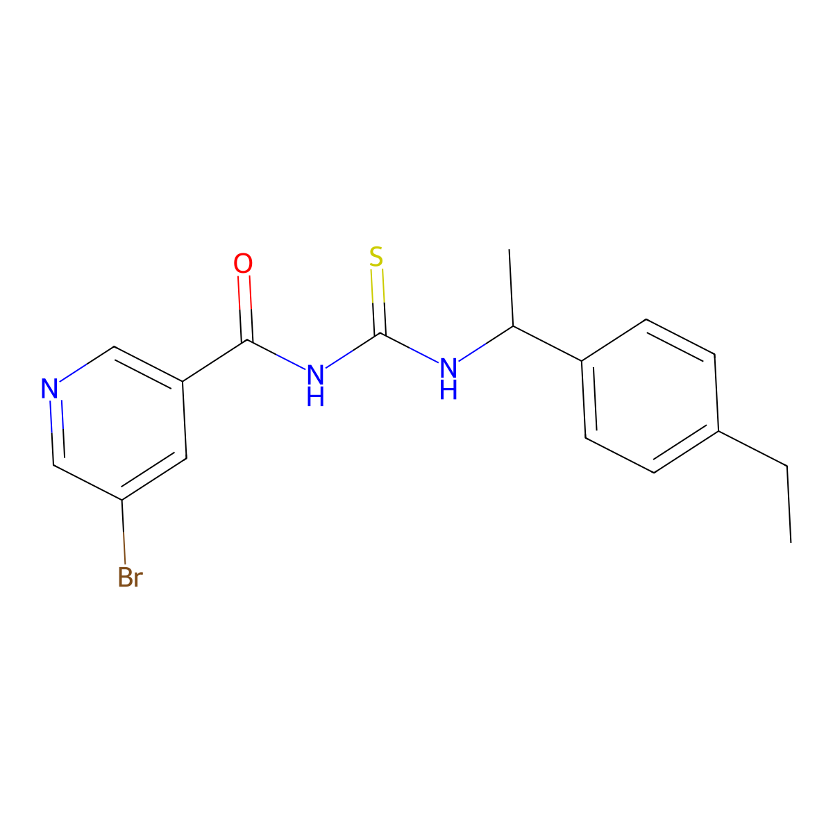 5-bromo-N-[1-(4-ethylphenyl)ethylcarbamothioyl]pyridine-3-carboxamide molecular structure, CAS 430446-87-0