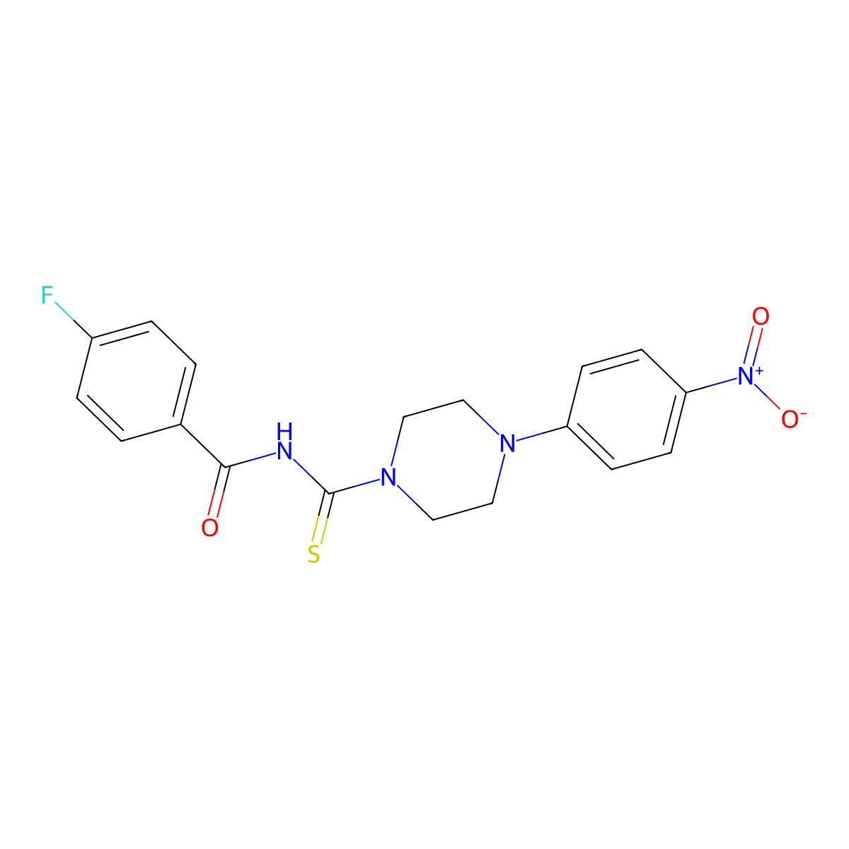 4-fluoro-N-[4-(4-nitrophenyl)piperazine-1-carbothioyl]benzamide molecular structure, CAS 430446-96-1