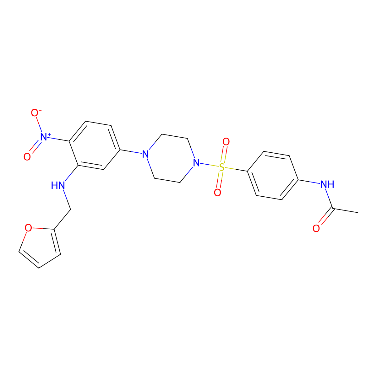 N-[4-[4-[3-(furan-2-ylmethylamino)-4-nitrophenyl]piperazin-1-yl]sulfonylphenyl]acetamide molecular structure, CAS 430447-11-3