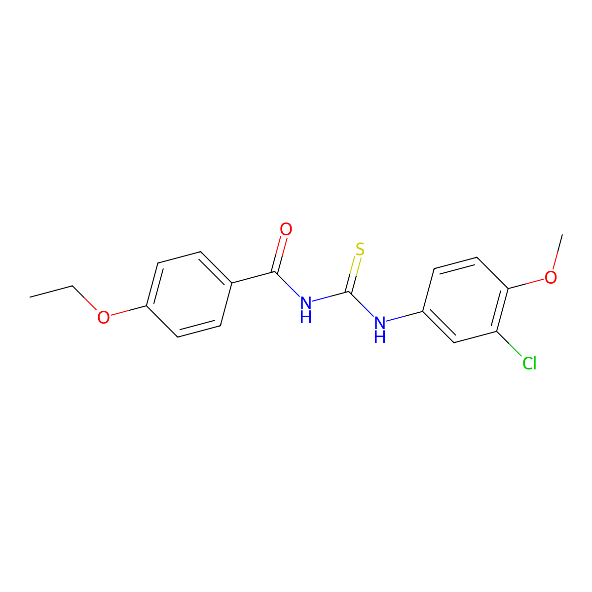 N-[(3-chloro-4-methoxyphenyl)carbamothioyl]-4-ethoxybenzamide molecular structure, CAS 430447-40-8