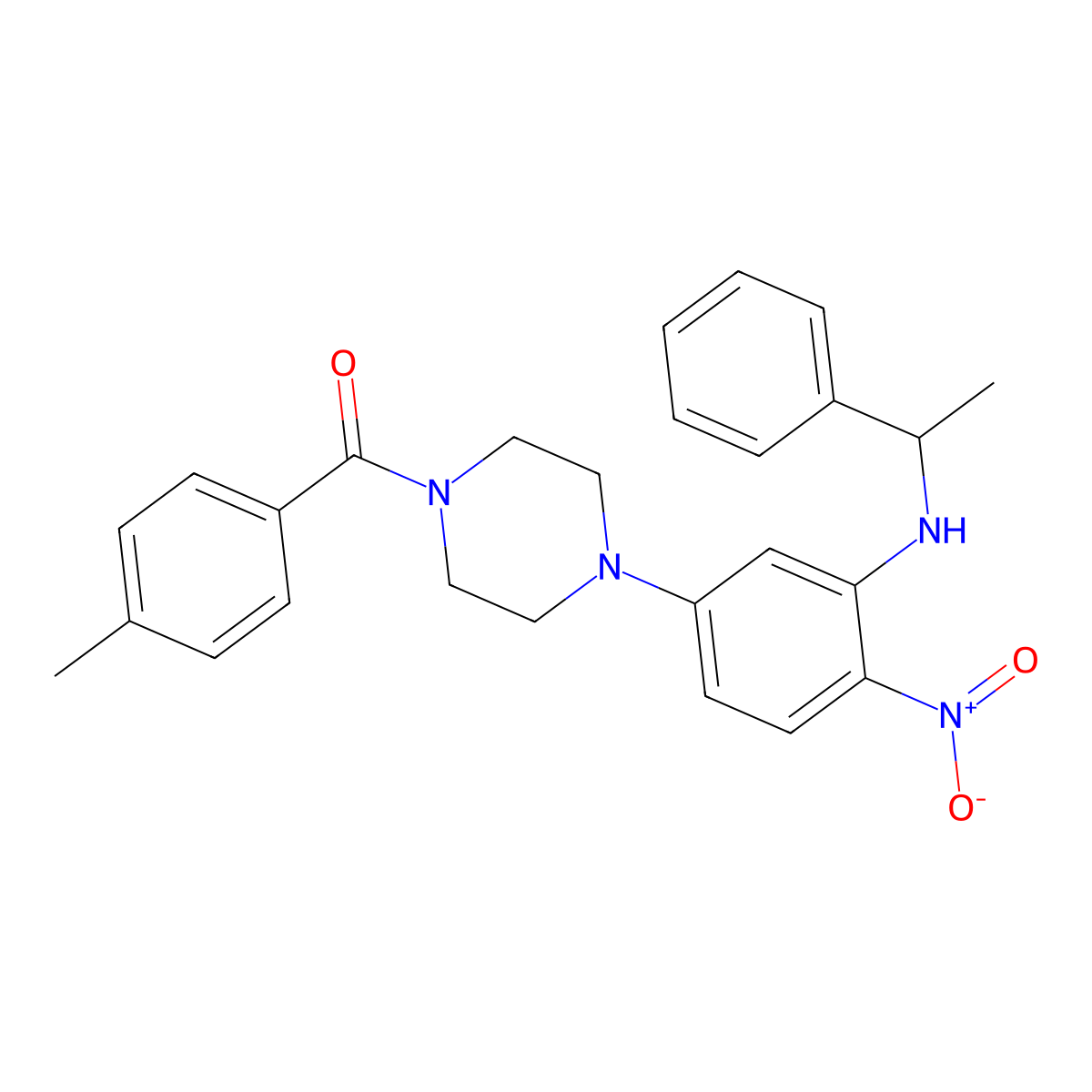 (4-Methylphenyl)(4-{4-nitro-3-[(1-phenylethyl)amino]phenyl}piperazin-1-yl)methanone molecular structure, CAS 430447-61-3