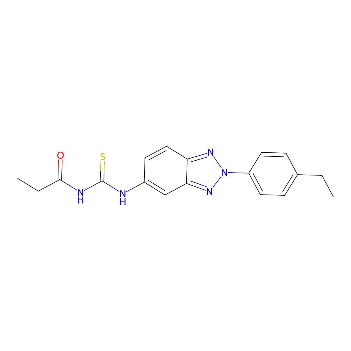 N-[[2-(4-ethylphenyl)benzotriazol-5-yl]carbamothioyl]propanamide molecular structure, CAS 430447-84-0
